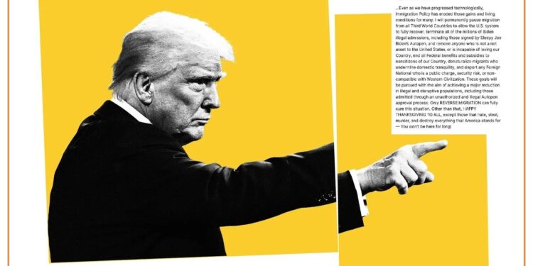 ترامپ: مهاجرت از همه کشورهای جهان سوم به آمریکا را به طور دائمی متوقف می کنم/ میلیون ها اقامت را باطل خواهم کرد